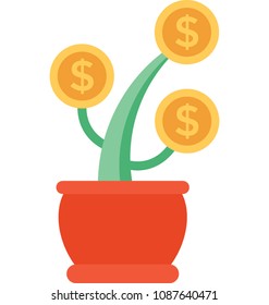 
A plant pot, flat icon design of financial growth
