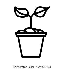 Plant in the pot flat line icon. Flower plant, gardening simple vector illustration. Outline sign for mobile concept and web design, store, logo.