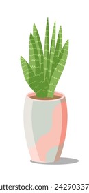 Plant in the pot in flat style on white background.Vector illustration
