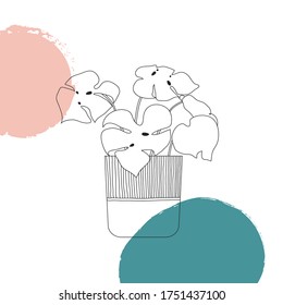 Plant pot and flower icon Line art vector.