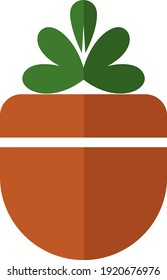 Plant in a pot with heart shaped leaves, illustration, vector on white background.