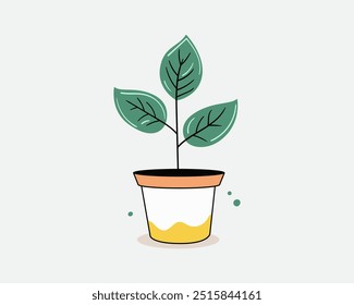 Plant in pot for home decoration. Houseplant vector illustration, isolated on white.