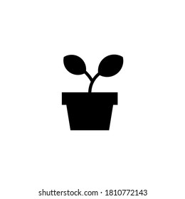  Plant pot Icon in black flat glyph, filled style isolated on white background