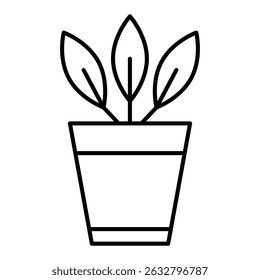 Plant Pot Icon Black and white outline vector