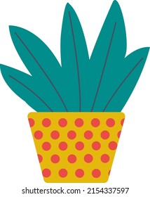 Planta en el icono de la olla. Dibujo vectorial plano de dibujos animados