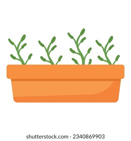 Vector de caricatura de icono de la olla de planta. Herramienta de granja. Equipo de granja