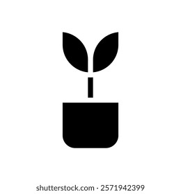 Plant in pot icon. Concept of growth, ecology, and gardening.