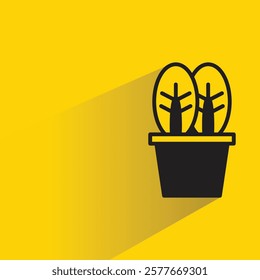 plant pot icon with drop shadow on yellow background