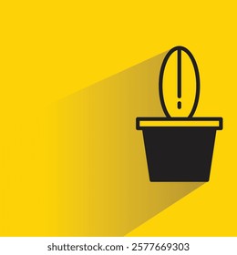 plant pot icon with drop shadow on yellow background