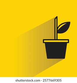 plant pot icon with drop shadow on yellow background