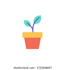 Plant Pot Icon Flat Design Vector. Isolated On White Background