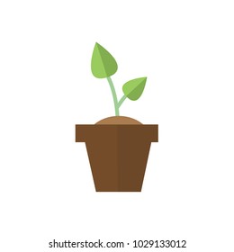 Plant pot icon in flat style isolated vector illustration on white transparent background