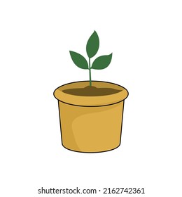 vector verde del icono de la olla de planta. icono de naturaleza aislado en fondo blanco