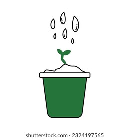 Plant in pot icon. Plant growing in pot vector icon.
