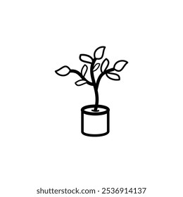 Plant in pot icon illustration design template isolated on white background. Tree icon in flat color style. Nature environment ecology plant. Design elements of nature illustration