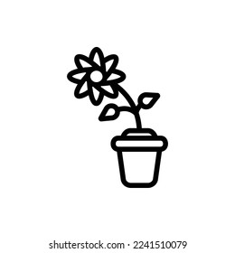 plant pot icon with isolated vector and transparent background
