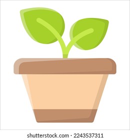 Plant Pot Icon, Leaf Logo, Ecology Symbol.