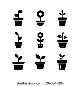 plant pot icon or logo isolated sign symbol vector illustration - Collection of high quality black style vector icons
