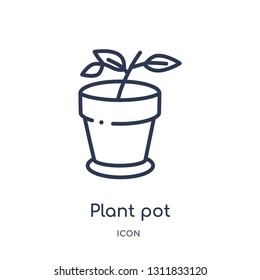 plant pot icon from nature outline collection. Thin line plant pot icon isolated on white background.