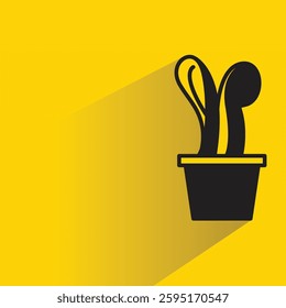 plant pot icon on shadow yellow background