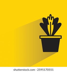 plant pot icon on shadow yellow background