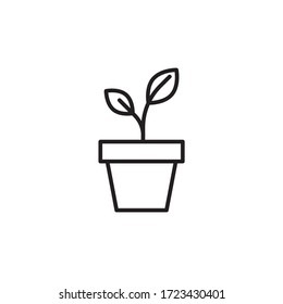 plant pot icon outline design vector. nature icon isolated on white background