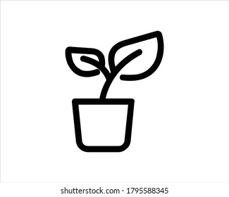 Plant and pot icon outline and linear vector.