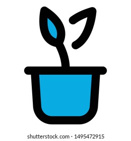 Plant pot icon. Outline plant pot vector icon for web design isolated on white background