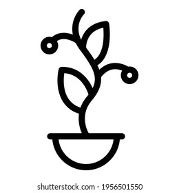 Plant pot icon. Outline Plant pot vector icon for web design isolated on white background