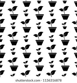 Plant Pot Icon Seamless Pattern Vector Art Illustration