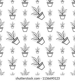 Plant Pot Icon Seamless Pattern Vector Art Illustration