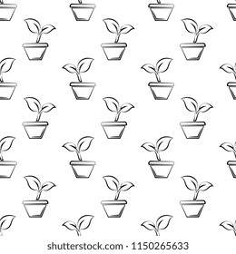 Plant Pot Icon Seamless Pattern Vector Art Illustration