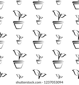 Plant Pot Icon Seamless Pattern Vector Art Illustration