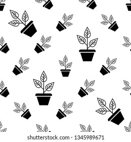 Plant Pot Icon Seamless Pattern Vector Art Illustration