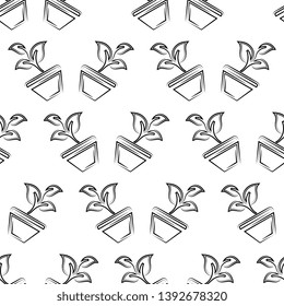 Plant Pot Icon Seamless Pattern Vector Art Illustration