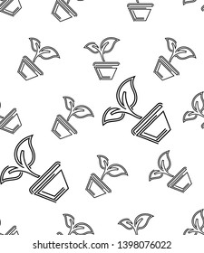 Plant Pot Icon Seamless Pattern Vector Art Illustration