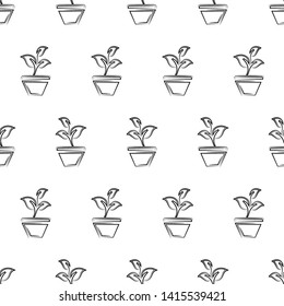 Plant Pot Icon Seamless Pattern Vector Art Illustration