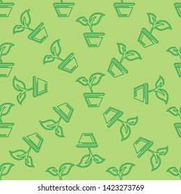 Plant Pot Icon Seamless Pattern Vector Art Illustration