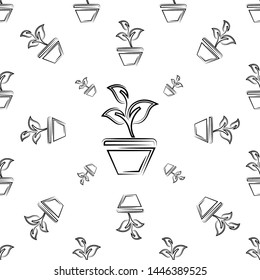Plant Pot Icon Seamless Pattern Vector Art Illustration
