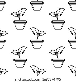 Plant Pot Icon Seamless Pattern Vector Art Illustration