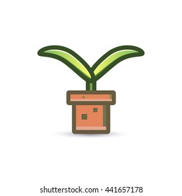 Plant in the pot icon. Seedling icon vector. 