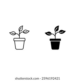 Plant in the pot icon set color editable