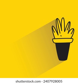 plant pot icon with shadow on yellow background