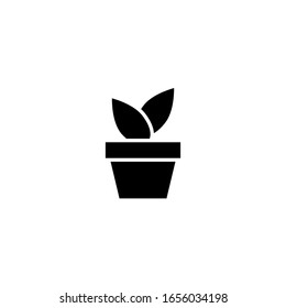 Plant And Pot Icon Template. Vector Illustration 