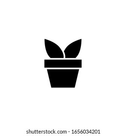 Plantilla de icono Planta y olla. Ilustración del vector 