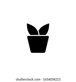 Plant And Pot Icon Template. Vector Illustration 