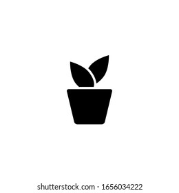 Plantilla de icono Planta y olla. Ilustración del vector 