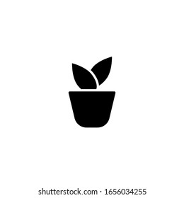 Plantilla de icono Planta y olla. Ilustración del vector 