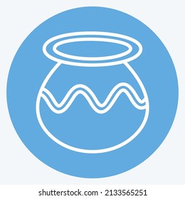 Plant Pot Icon in trendy blue eyes style isolated on soft blue background