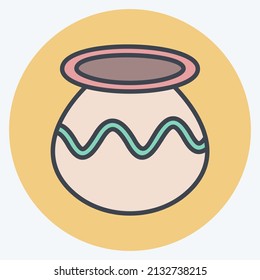 Plant Pot Icon in trendy color mate style isolated on soft blue background